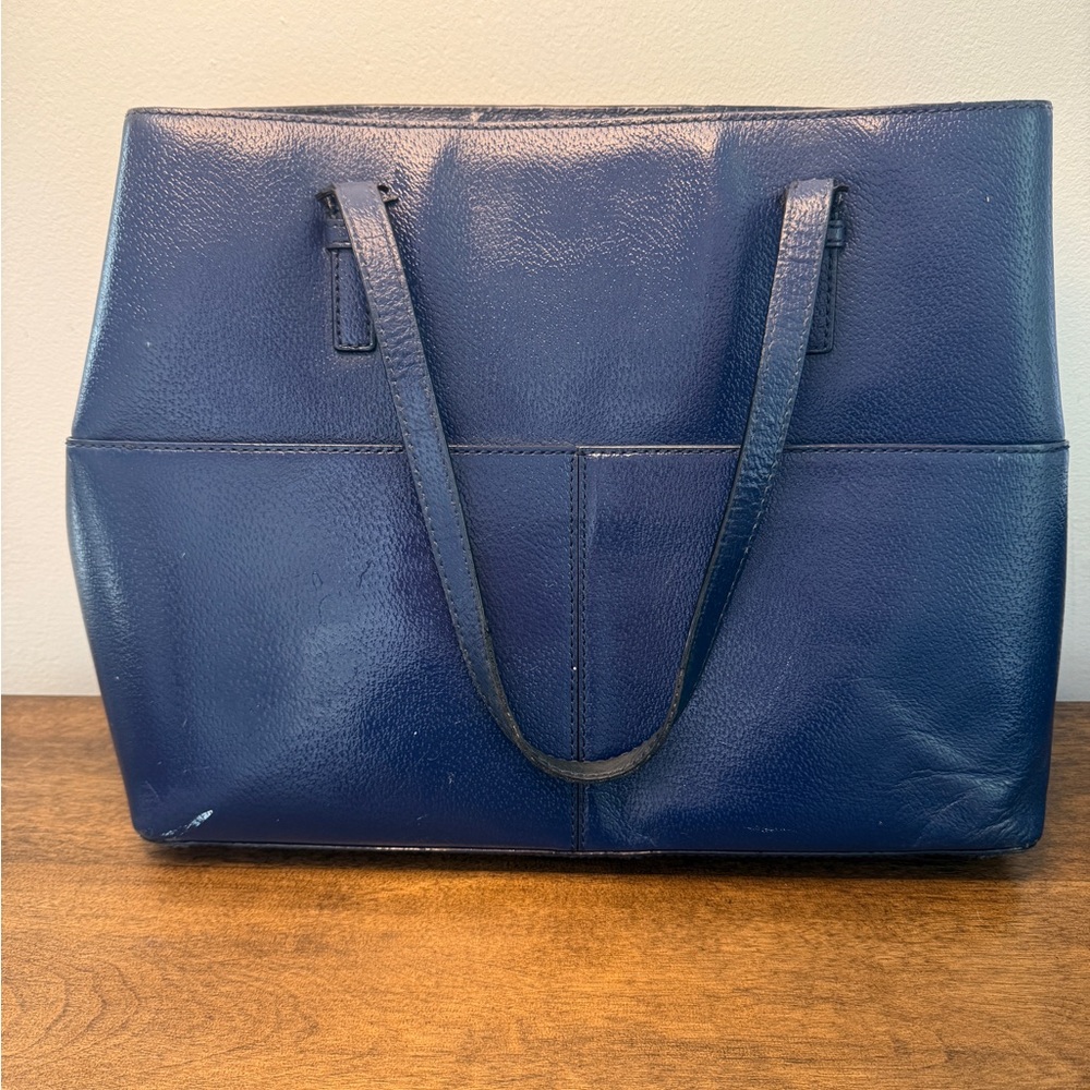 Kate Spade Navy Blue Leather Tote Bag – Grand Street Gabriel - Picture 6 of 12